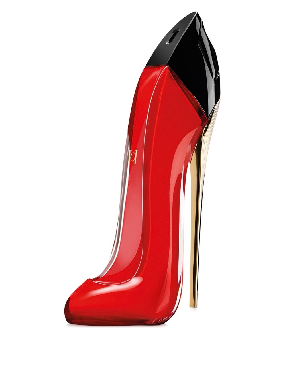 Carolina Herrera Red High-Heel Perfume Bottle with Black Cap and Gold Heel